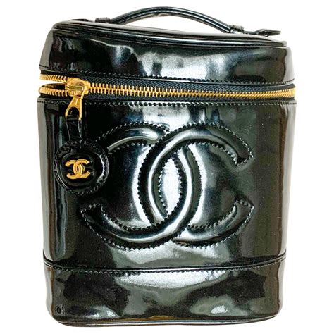 Vanity Borsa da trucco CC nera Chanel Nero Pelle ref.1106633